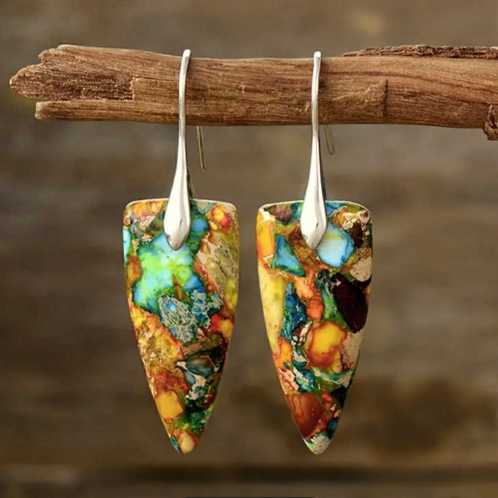 Colorful Earrings Polished Stone